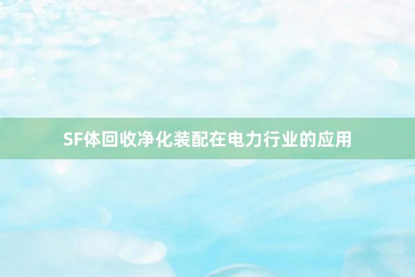 SF体回收净化装配在电力行业的应用
